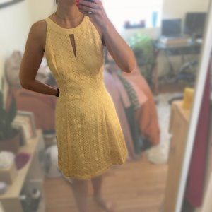 White House Black Market Yellow Embroidered Tank Dress